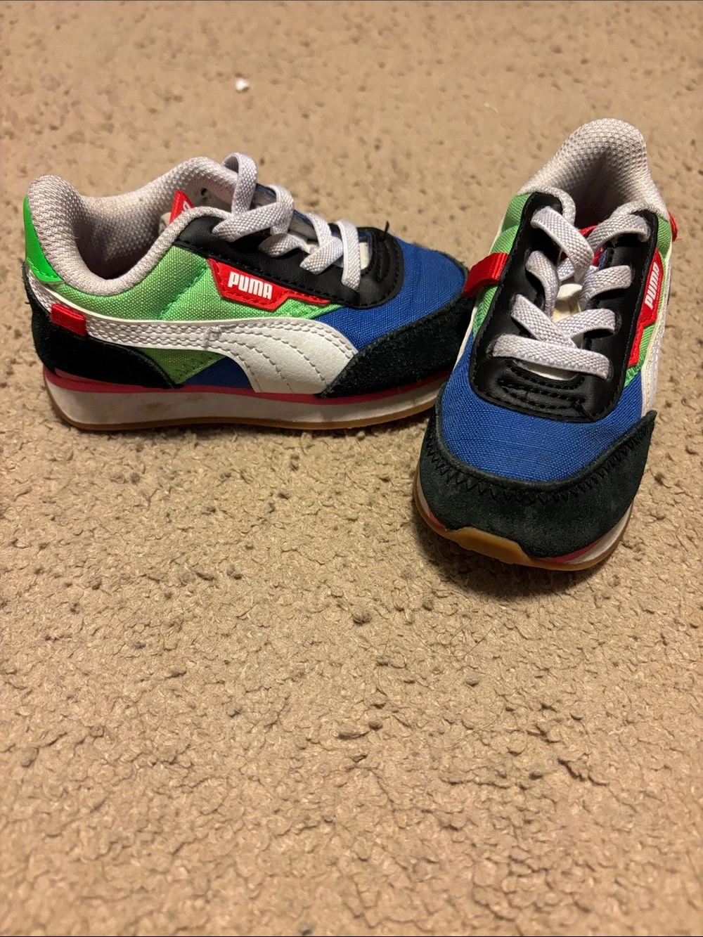 Puma Kids Blue, Green & White Colorblock Sneakers